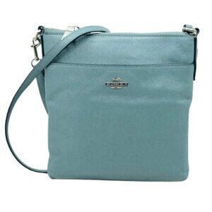 COACH~Kitt Messenger Crossbody~BLUE TEXTURED LEATHER NORTH SOUTH SWINGPACK BAG